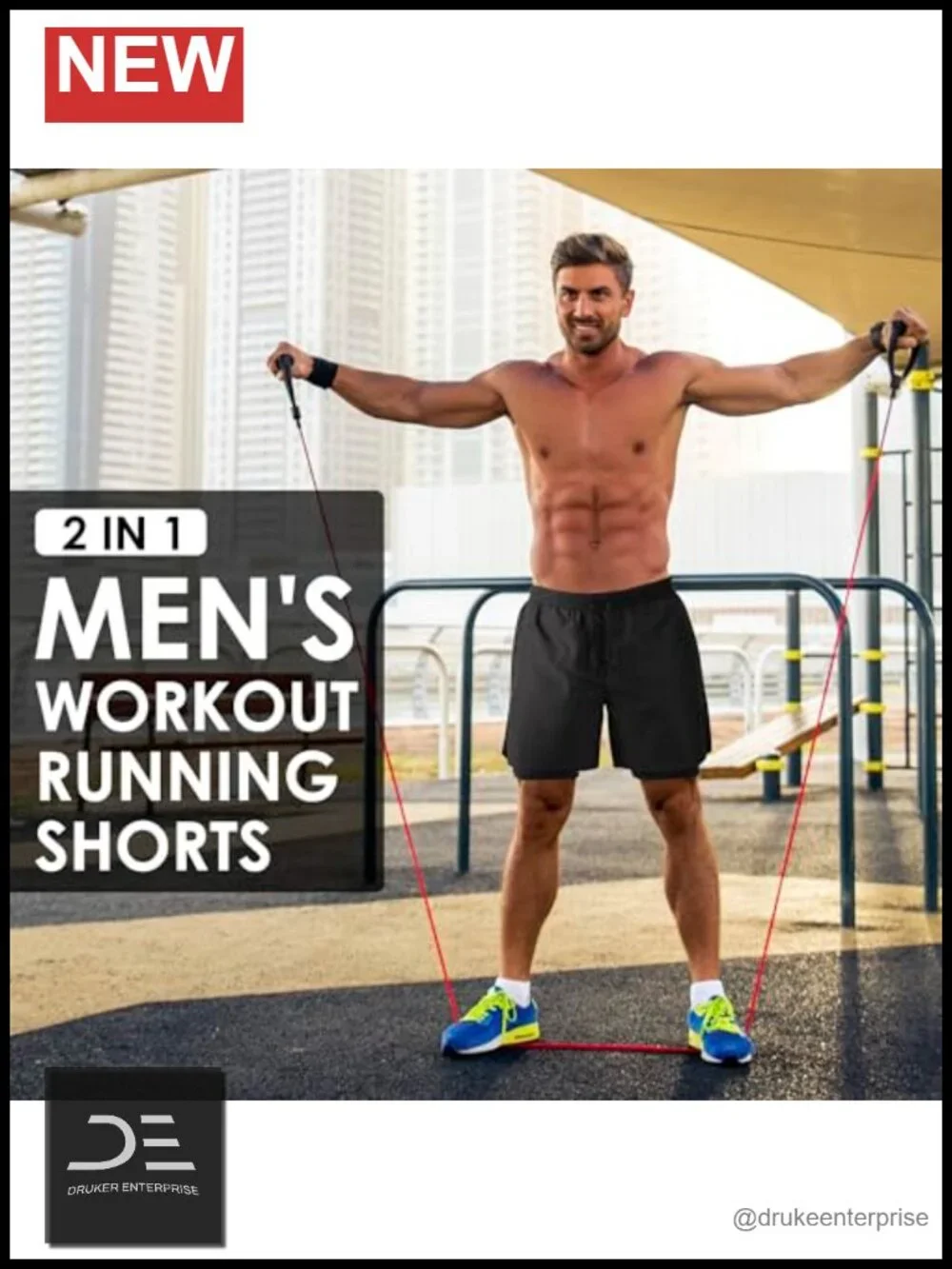 Men's 2 in 1 Running Shorts Quick Dry Compression Athletic Training Gym